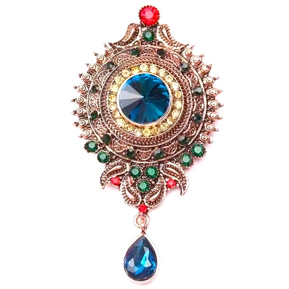 European, Baroque Sparkling Rhinestones Brooch, Lapel Pin, Vintage inspired - Picture 3 of 7